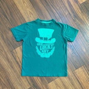 One Lucky Guy green shirt